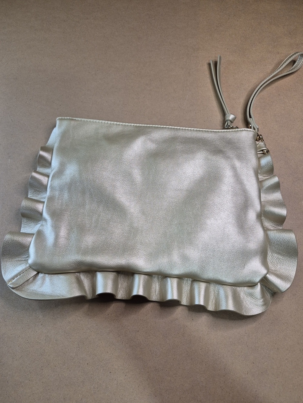 Sole Society Metallic Gold Ruffle Wristlet